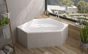 Bathroom with a nature view